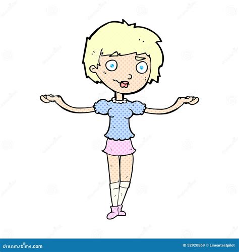 Comic Cartoon Woman Spreading Arms Stock Illustration Illustration Of Girl Style 52920869