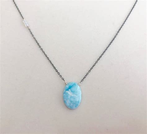 Larimar Necklace Dominican Larimar Ocean Blue Stone Etsy In 2020