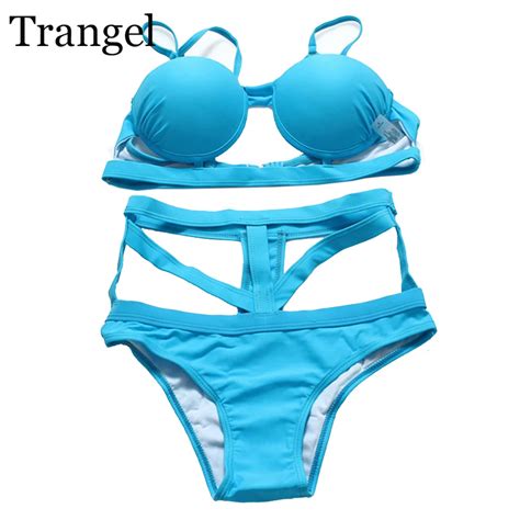 Trangel 2018 High Waist Bikini Set Sexy Hollow Out Swimsuit Women Push Up Bathing Suit Swimwear