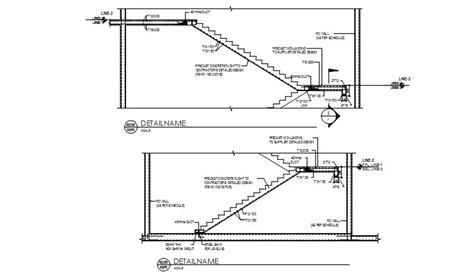 Precast Concrete Flight Staircase Typical Side Section Details Are