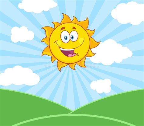 Smiling Summer Sun Cartoon Mascot Character Vector Illustration Stock