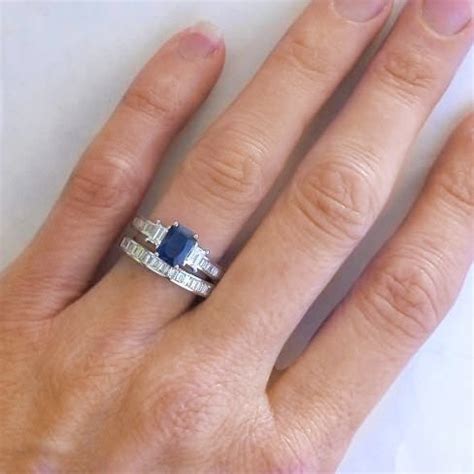Only 2 available and it's in 4 people's carts. Emerald Cut Sapphire and Baguette Diamond Engagement Ring ...