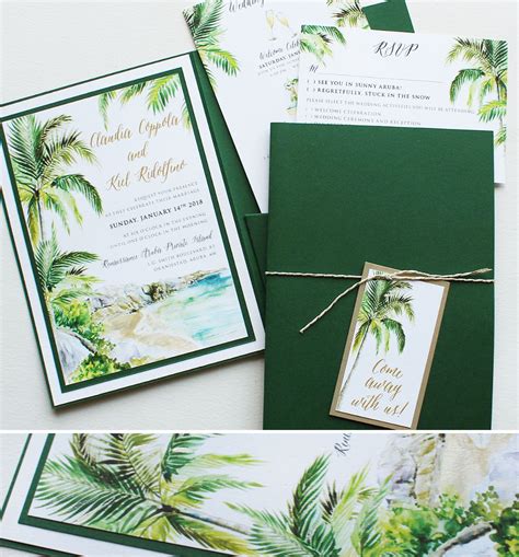tropical destination watercolor wedding invitations momental designs tropical destination