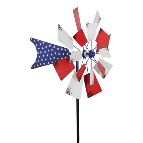 Exhart Patriotic Windmill Spinner Garden Stake Multicolor At
