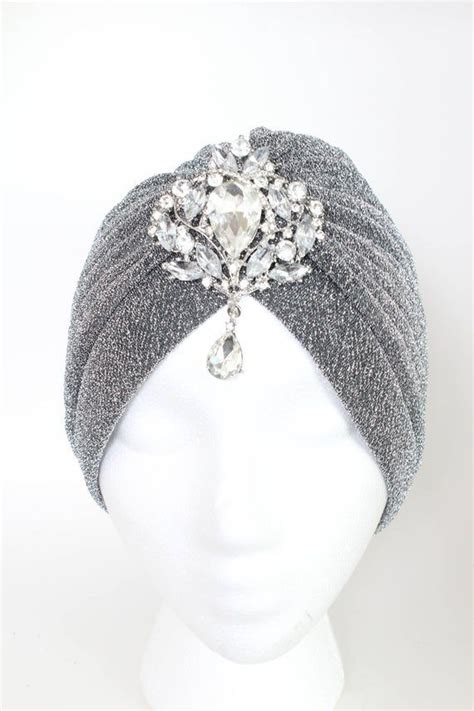 Womans Turban Silver Turban Headband Silver Turban Sparkly Etsy