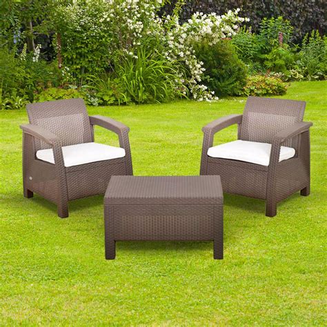 Buy Keter Corfu Balcony Rattan Set With 2 Seats And Square Table Today