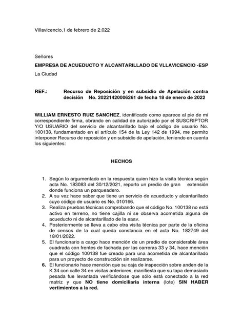 Revisión De Recurso De Reposicion Y En Subsidio Apelacion Cod 100138 Pdf