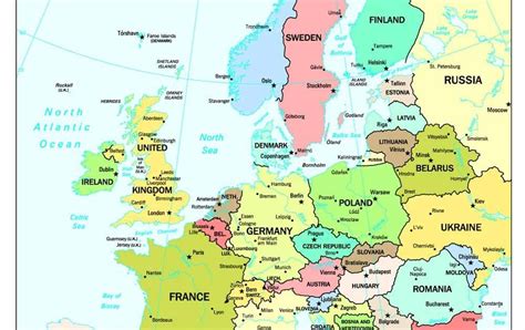 Map Europe Countries And Capitals Topographic Map Of