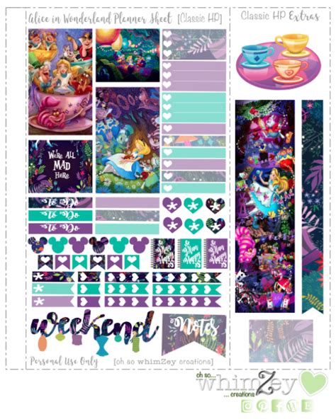 Free Printable Alice In Wonderland Planner Stickers From Ohsowhimzey