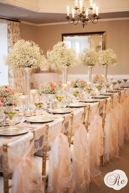 Beautiful And Simple Large Tall Babys Breath Centerpieces Succulent And