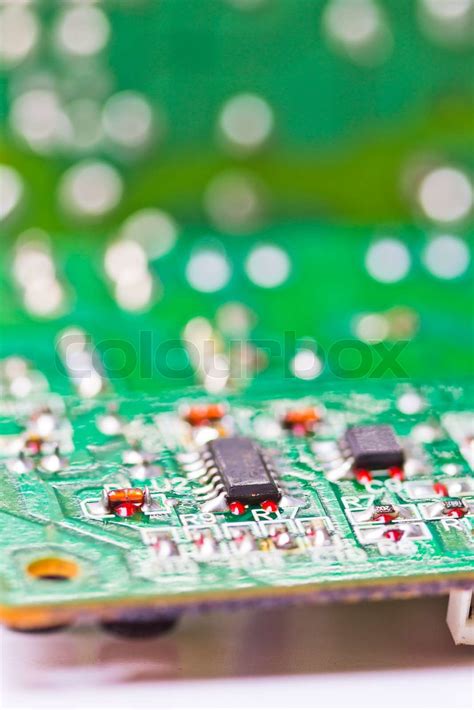 Detail Of An Electronic Printed Circuit Board With Many Electrical