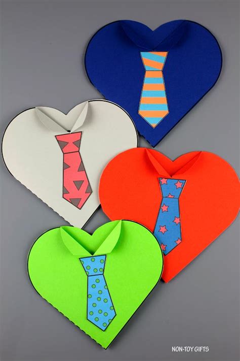 Fathers Day Tie Heart Card With Template Non Toy Ts