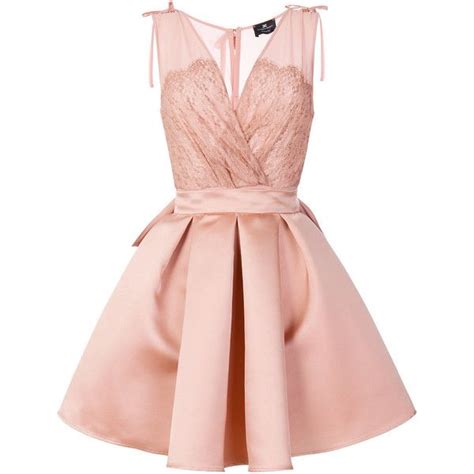 elisabetta franchi v neck box pleat dress 519 liked on polyvore featuring dresses pink v