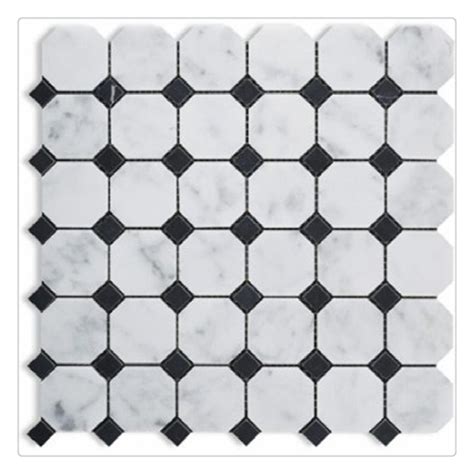 Carrara Octagon Mosaic White Marble Tiles Mixed With Grey Dots China