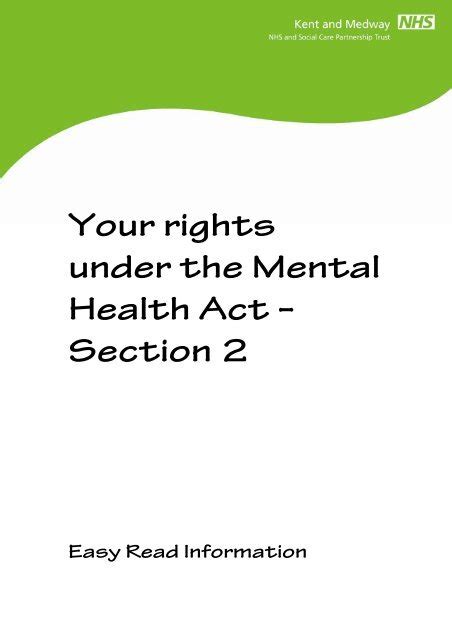 Your Rights Under The Mental Health Act Section 2 Easy Read Leaflet