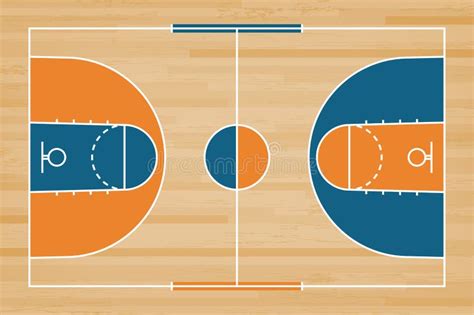 Basketball Court Floor With Line On Wood Pattern Texture Background