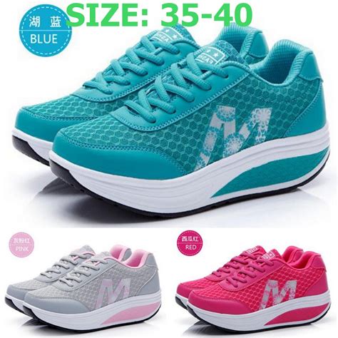 Womens Sports Shoes Mesh Rocking Shoes Breathable Lady Tennis Shoes
