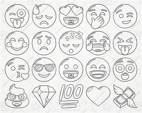 Doodle Emoji Vector Pack Smiley Faces Clipart Hand Drawn Emoji