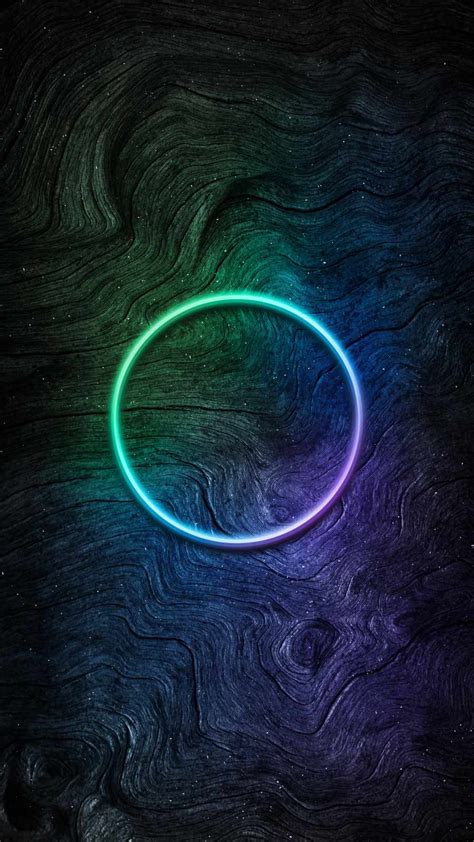 Neon Circle On Wood Iphone Wallpapers