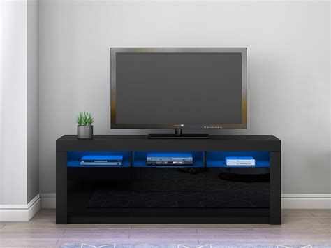 160cm Black Tv Stand With Led Lights Best Tv Unit With Storagepanana