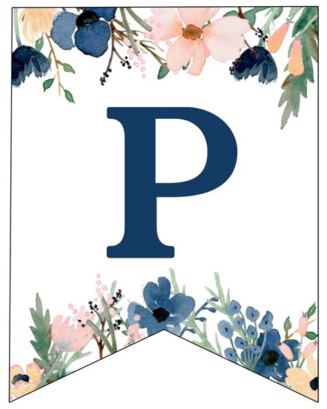 Blue And Pink Floral Banner Letters Free Printable Paper Trail Design