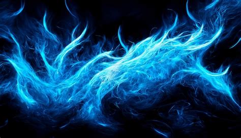 Premium Photo 3d Render Blue Flame Of Fire Abstract On Black Background