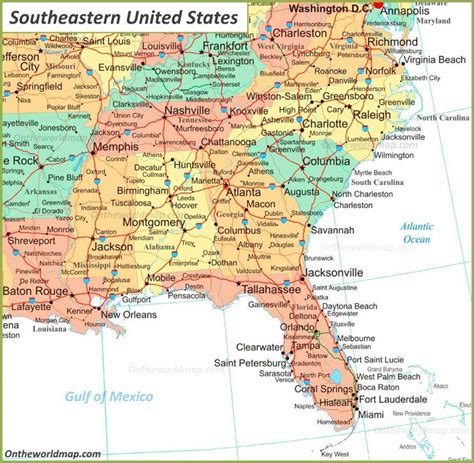 Map Of Southeastern Us United States Map Map Usa Map