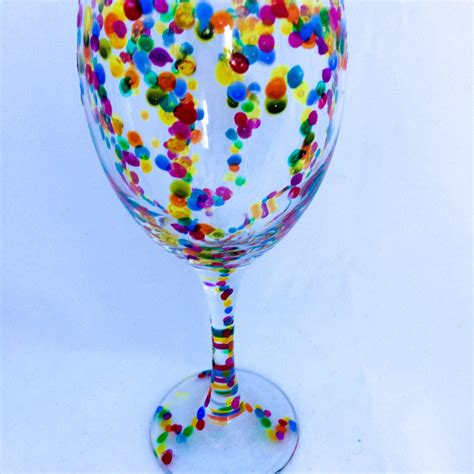 Confetti Decorated Wine Glass Dotty Wine Glass Hand Painted Etsy