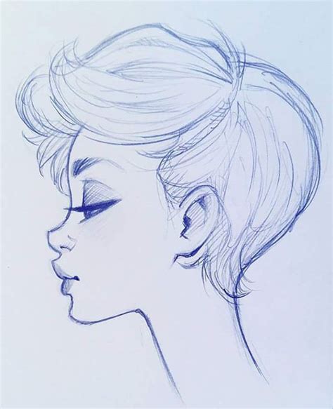 Woman Face Side Profile Drawing ~ Face Sketch Female Side Draw Profile Drawing Woman Girl