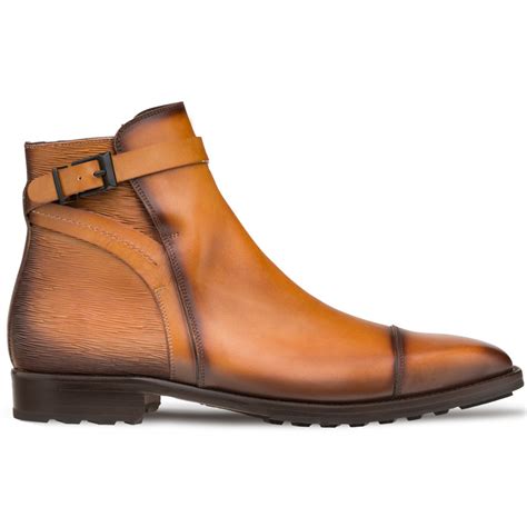 Mezlan Leather Zip Boots Cognac