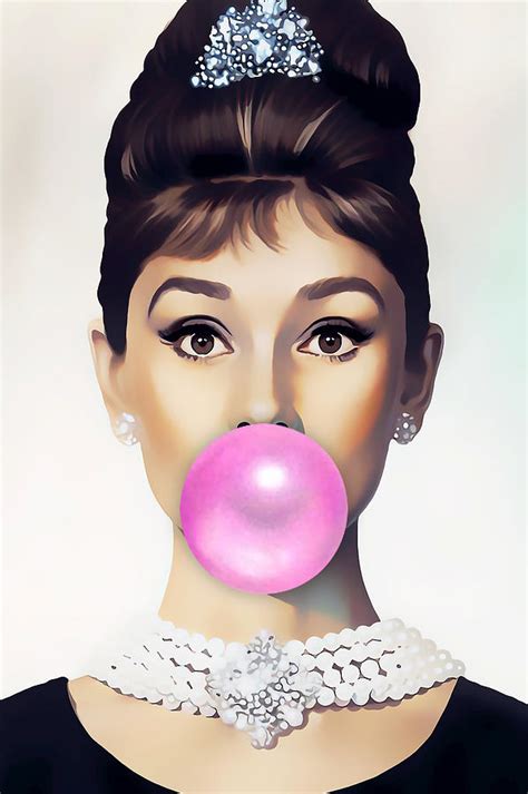 Audrey Hepburn Pink Bubble Gum Mixed Media By Marvin Blaine Fine Art