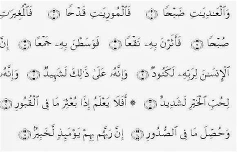 Quran recitation by abdul hadi kanakeri, english translation of the quran by yusuf ali and tafsir by sayyid abul ala maududi. Hamparan Kasturi: Surah Al-'Adiyat (Jawi & Rumi)