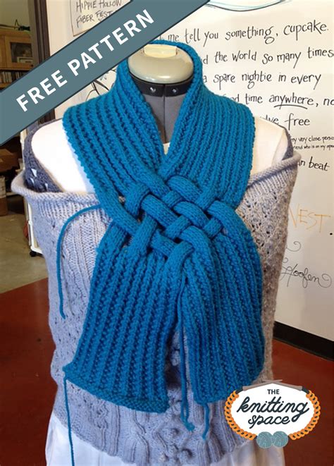 Celtic Knot Knitted Looped Scarf Free Knitting Pattern