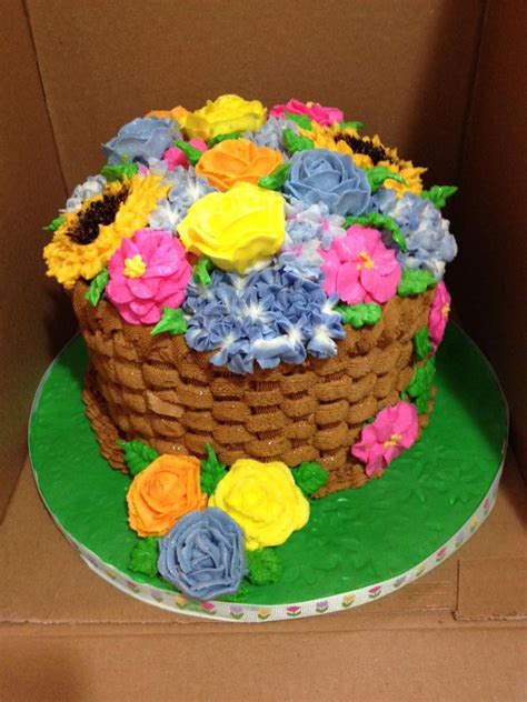 Flower arranging and basket weaving? Buttercream Flower Basket Cake - CakeCentral.com