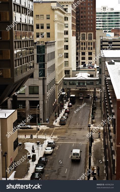 Downtown Kansas City Urban Traffic Street Scene From An Aerial View