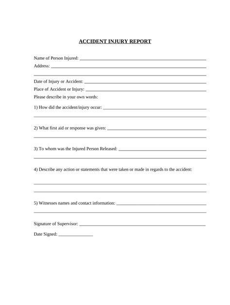 Accident Injury Report Form Fill Out And Sign Printable PDF Template