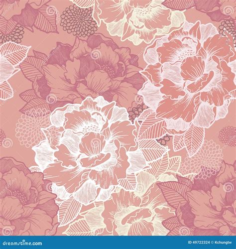 Elegant Peony Seamless Floral Pattern Background Stock Vector