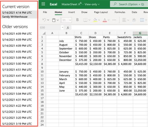 How To View Version History In Microsoft Excel Online