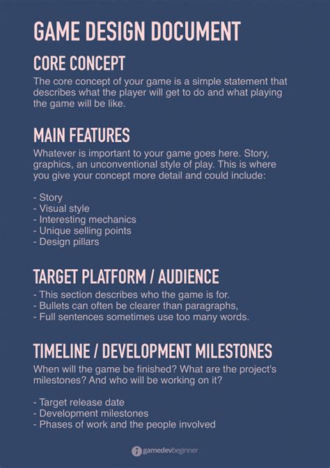 How To Write A Game Design Document With Examples Game Dev Beginner