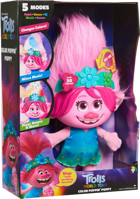 Just Play Trolls World Tour Color Poppin Poppy Plush Toy 65310 Best Buy