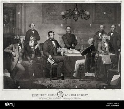 President Abraham Lincoln And His Cabinet With General Ulysses Grant