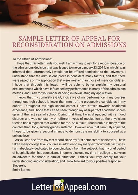 Neat Sample Letter Of Appeal For Reconsideration On Admissions Special