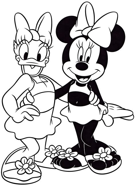Walt Disney Coloring Pages Daisy Duck And Minnie Mouse Walt Disney