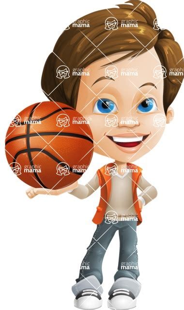 Playful Boy Cartoon Vector Character Aka Richie Basketball Graphicmama
