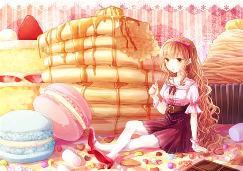 Anime Art~♡ Food Pancakes Breakfast Cake Macarons Strawberry