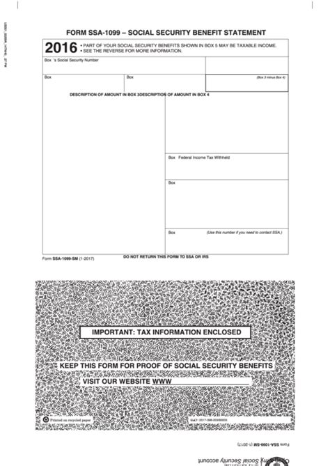 Printable Form Ssa 1099 Printable Forms Free Online