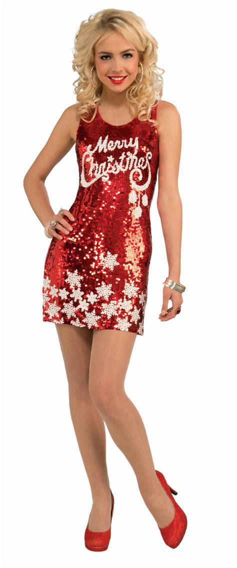 Women S Plus Size Racy Red Sequin Merry Christmas Party Costume Dress