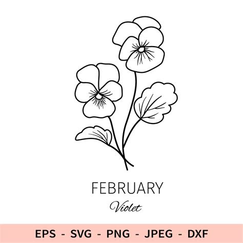 Violet Birth Flower Svg Silhouette February Birthday File Fo Inspire