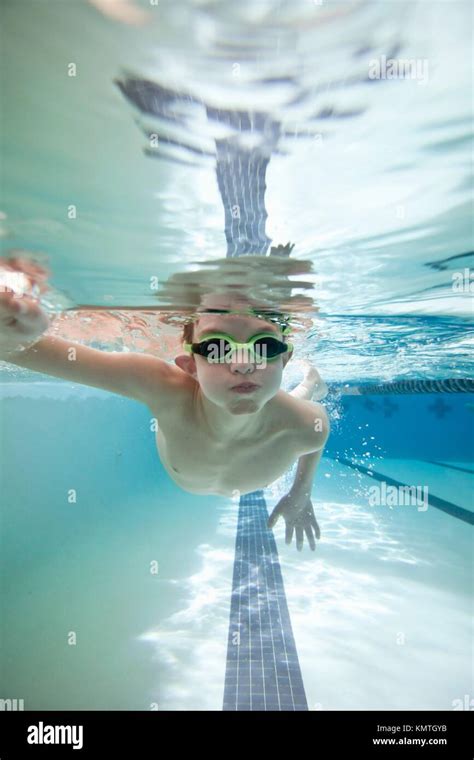Underwater Shot Of Boy Swimming Laps Stock Photo Alamy