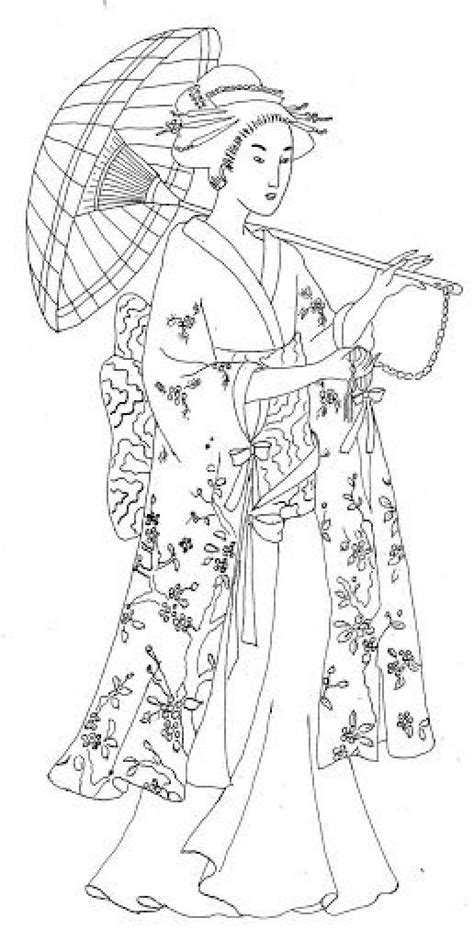 japanese kimono designs coloring book sketch coloring page